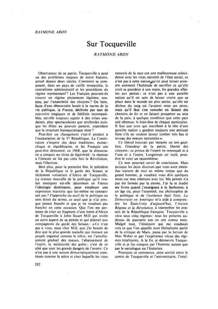Sur Tocqueville
 – page 1