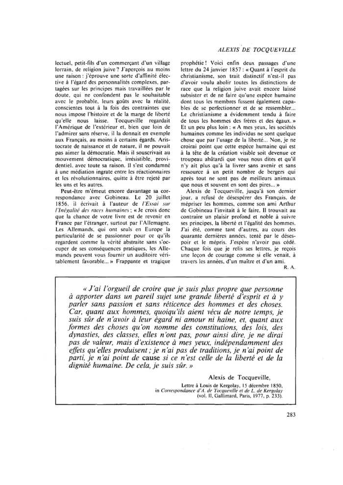 Correspondance d’A. de Tocqueville et de L. de Kergolay
 – page 1