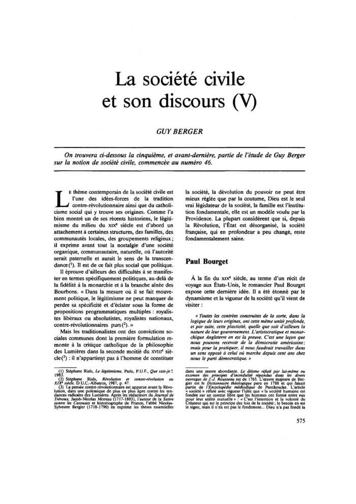 La société civile et son discours (V)
 – page 1