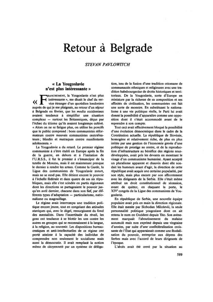 Retour à Belgrade
 – page 1