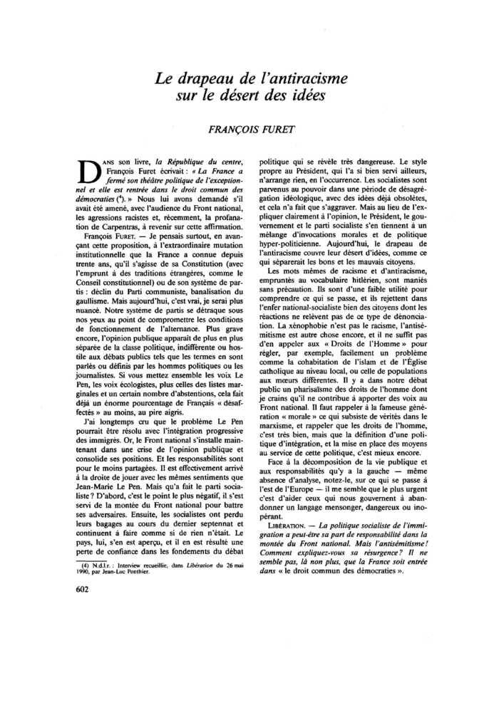 Le drapeau de l’antiracisme sur le désert des idées
 – page 1