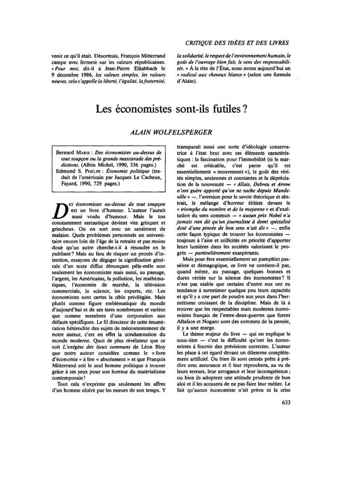 Les économistes sont-ils futiles ?
 – page 1