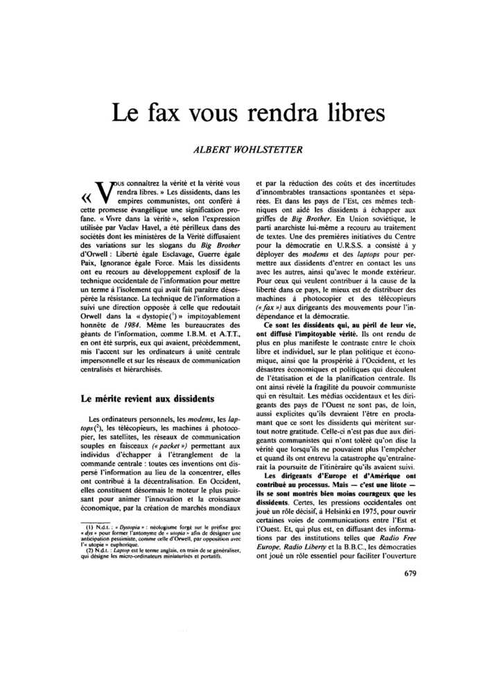 Le fax vous rendra libres
 – page 1