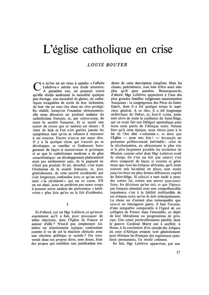 L’Église catholique en crise
 – page 1