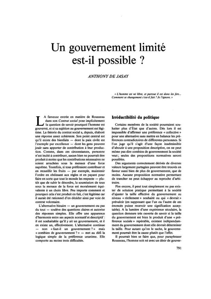 Un gouvernement limité est-il possible ?
 – page 1