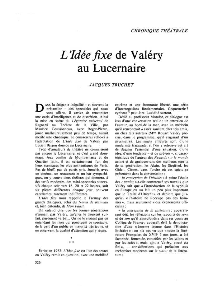 L’Idée fixe de Valéry au Lucernaire
 – page 1