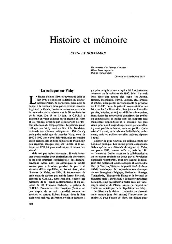 Histoire et mémoire
 – page 1