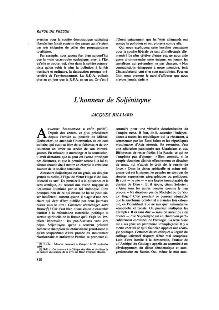 L’honneur de Soljénitsyne
 – page 1