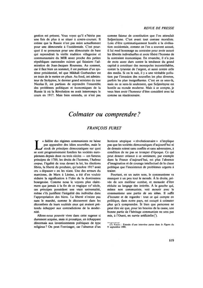 Colmater ou comprendre ?
 – page 1