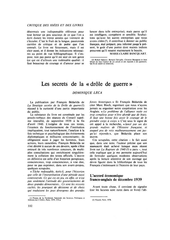 Les secrets de la «drôle de guerre»
 – page 1