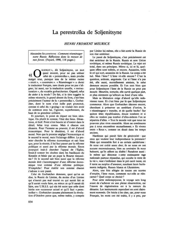 La perestroïka de Soljénitsyne
 – page 1