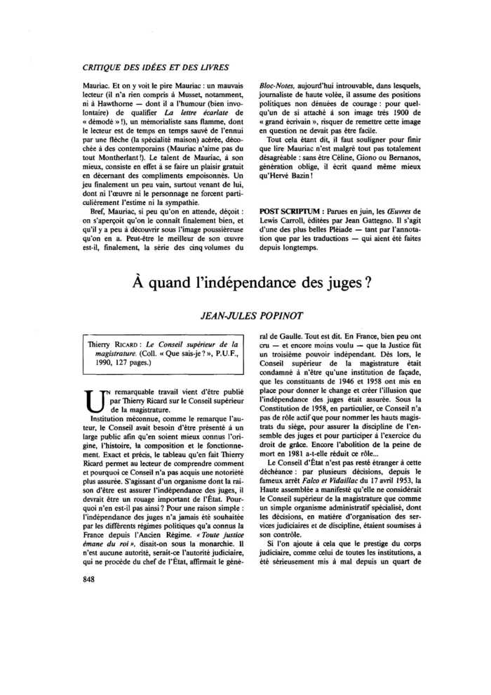 À quand l’indépendance des juges ?
 – page 1