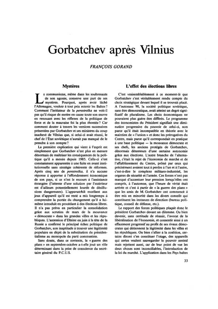 Gorbatchev après Vilnius
 – page 1