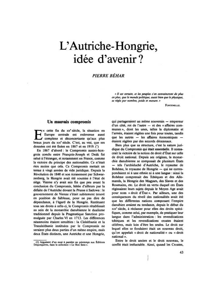 L’Autriche-Hongrie, idée d’avenir ?
 – page 1