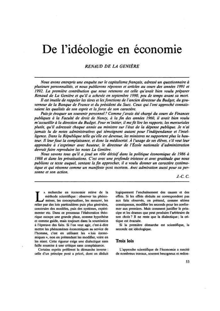 De l’idéologie en économie
 – page 1