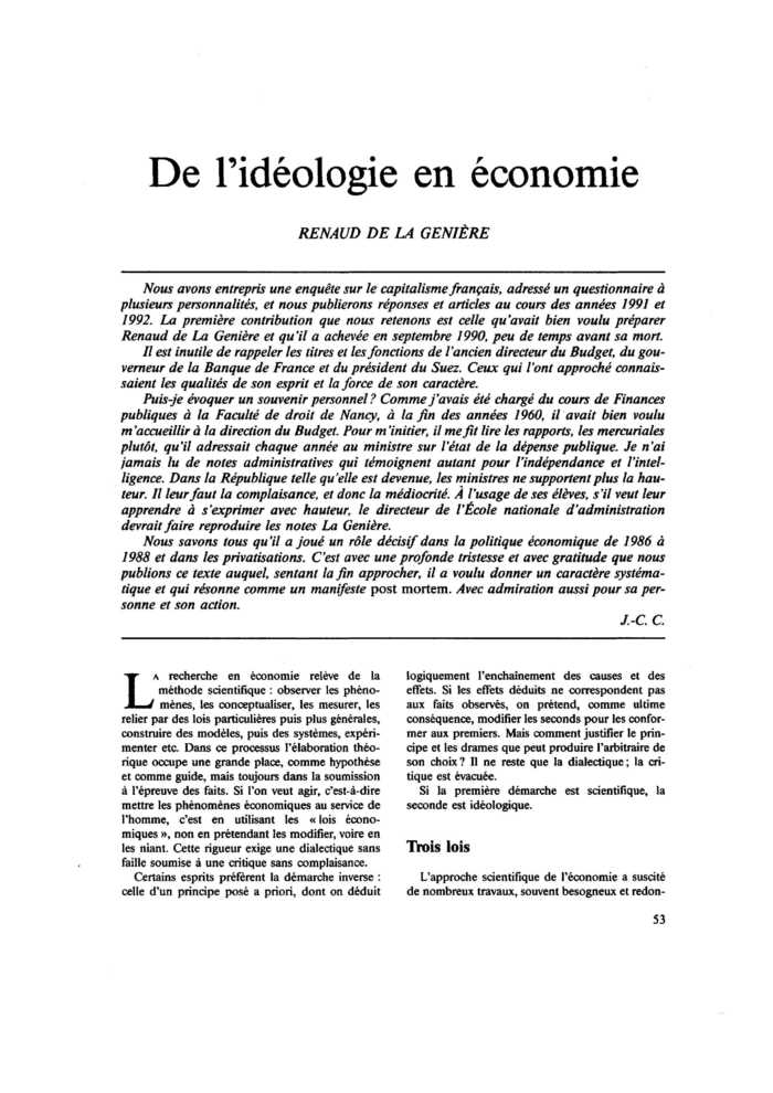 De l’idéologie en économie
 – page 1
