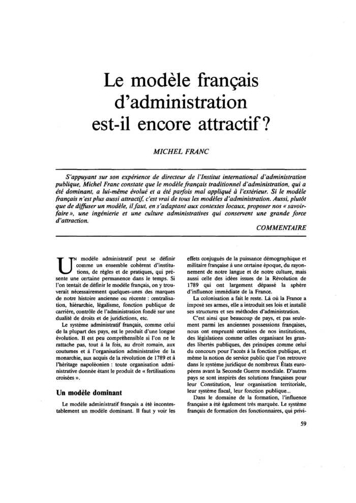 Le modèle français d’administration est-il encore attractif ?
 – page 1