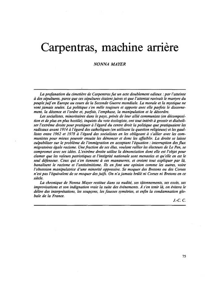 Carpentras, machine arrière
 – page 1