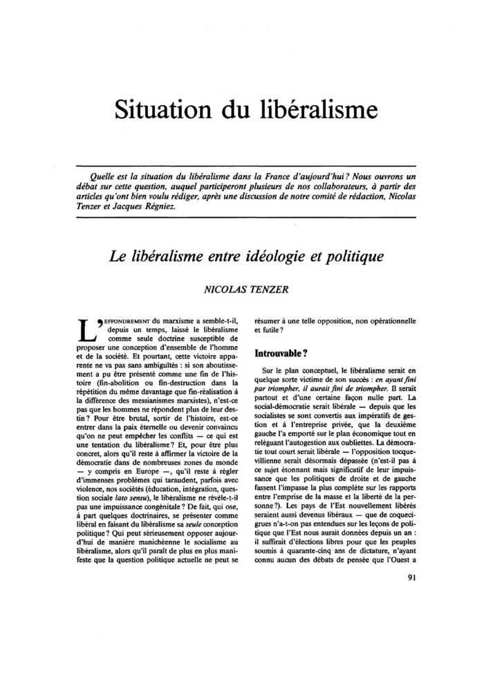 Le libéralisme entre idéologie et politique
 – page 1