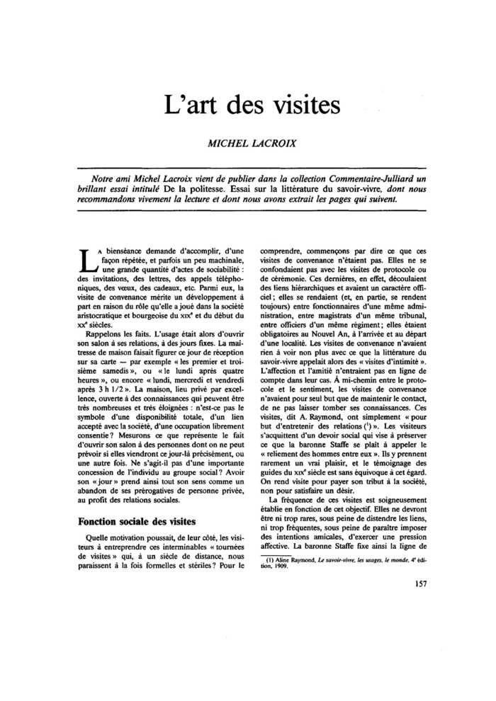 L’art des visites
 – page 1