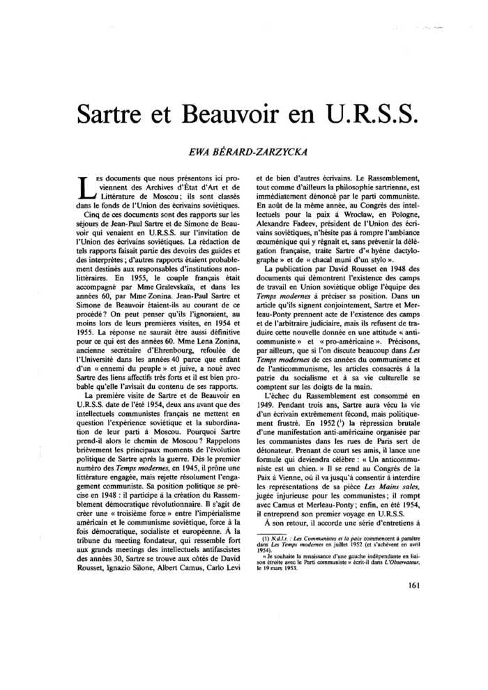 Sartre et Beauvoir en U.R.S.S.
 – page 1