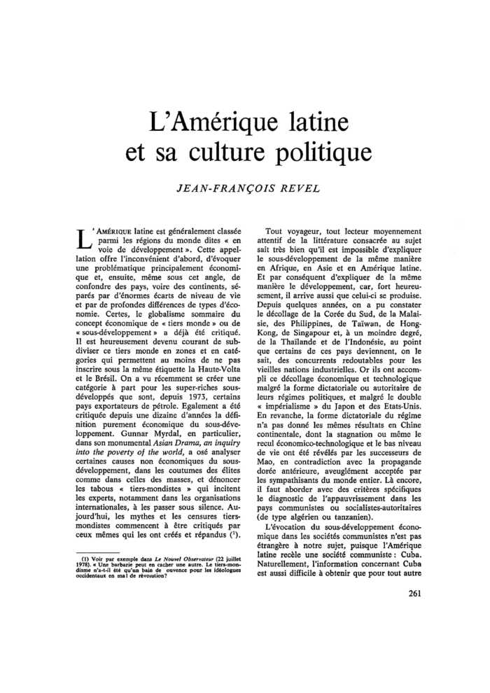 L’Amérique latine et sa culture politique
 – page 1