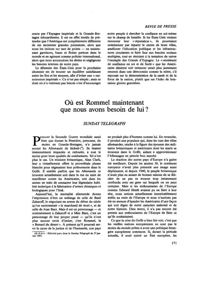 Où est Rommel maintenant que nous avons besoin de lui ?
 – page 1