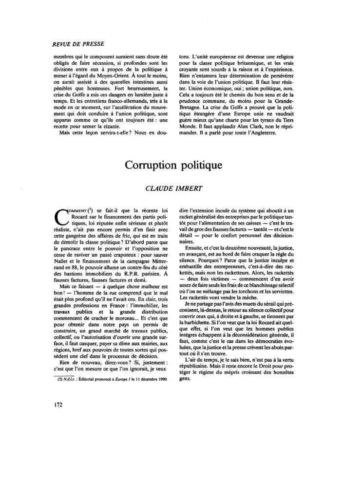 Corruption politique
 – page 1