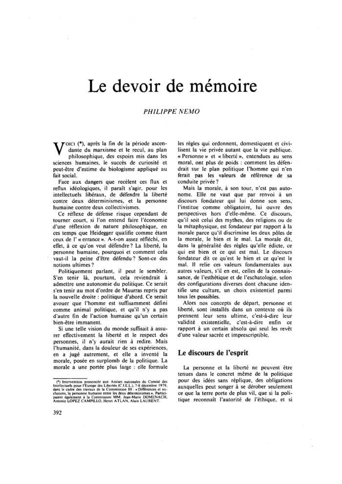 Le devoir de mémoire
 – page 1