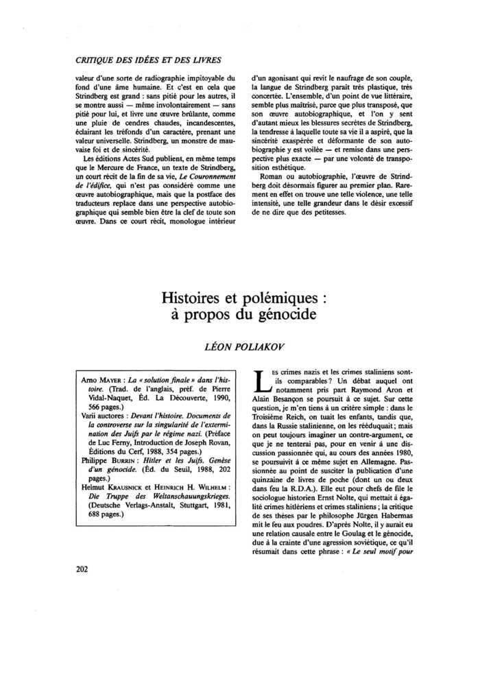 Histoires et polémiques : à propos du génocide
 – page 1