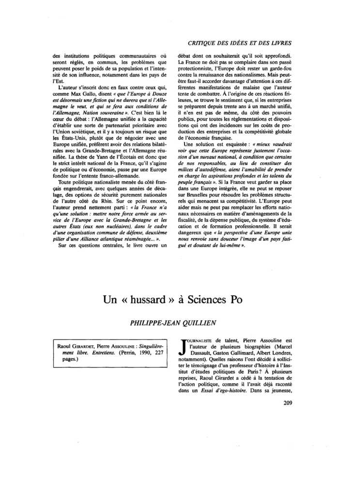 Un « hussard » à Sciences Po
 – page 1
