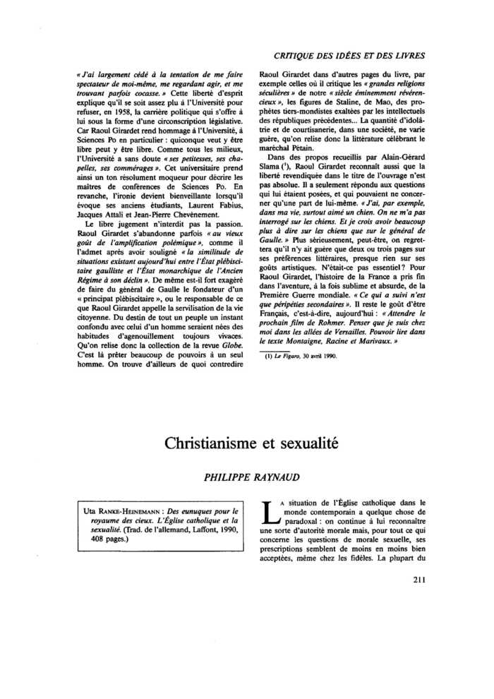 Christianisme et sexualité
 – page 1