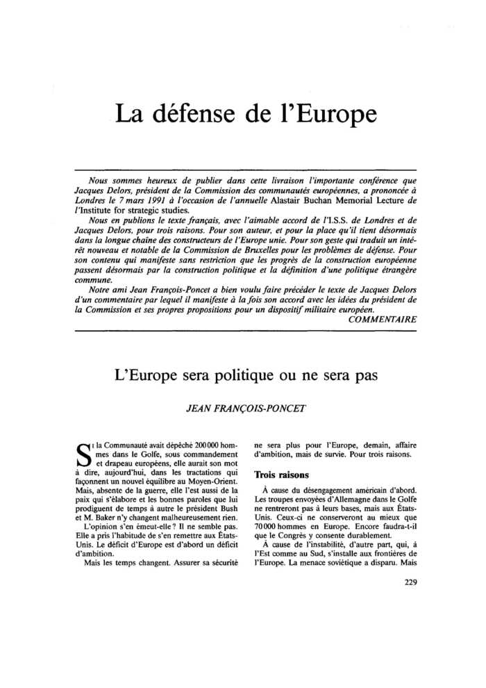 L’Europe sera politique ou ne sera pas
 – page 1