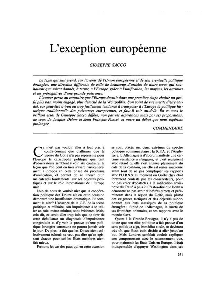 L’exception européenne
 – page 1