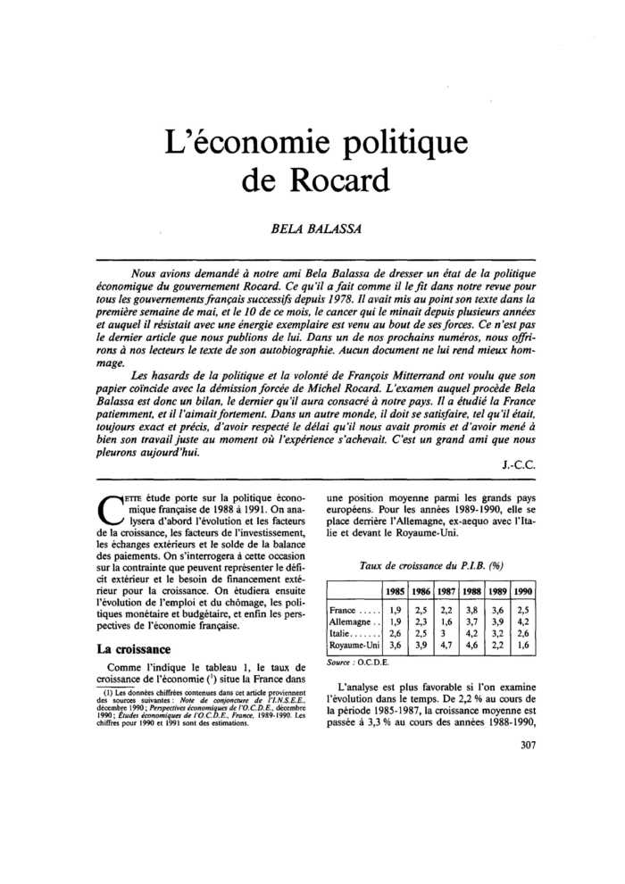 L’économie politique de Rocard
 – page 1