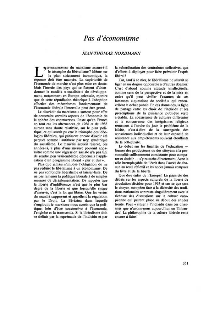 Pas d’économisme
 – page 1