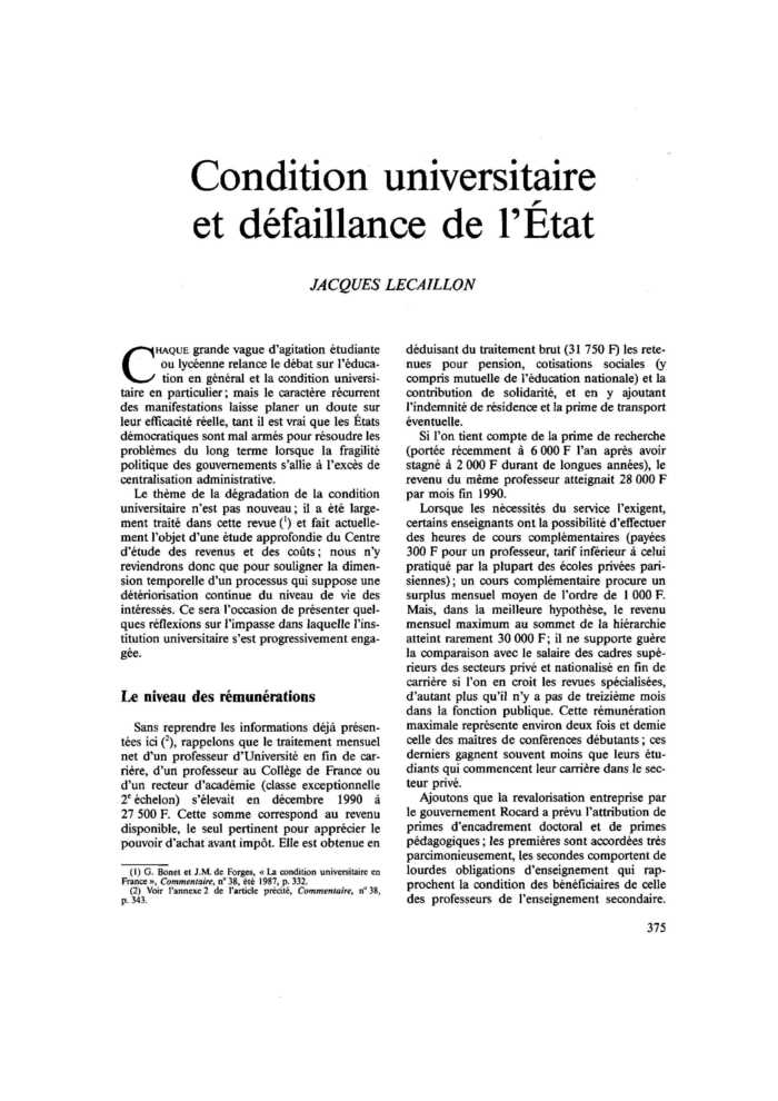 Condition universitaire et défaillance de l’État
 – page 1