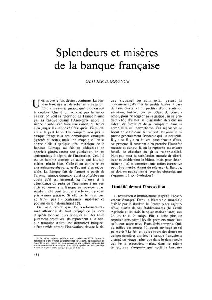 Splendeurs et misères de la banque française
 – page 1