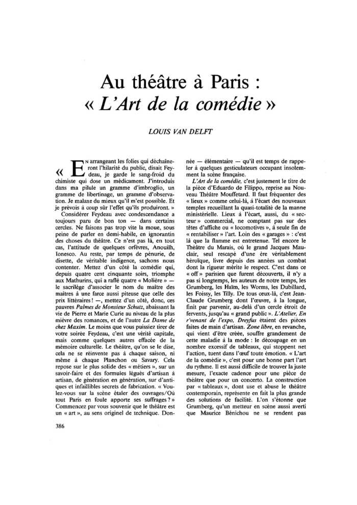 Au théâtre à Paris : « L’Art de la comédie »
 – page 1