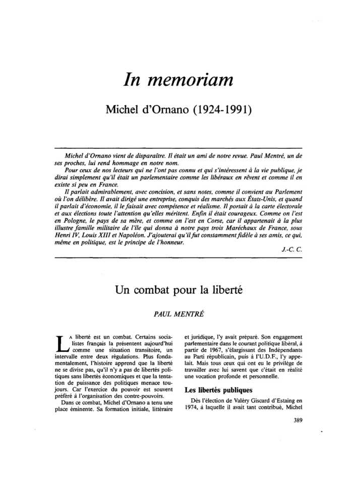 Michel d’Ornano (1924-1991)
 – page 1