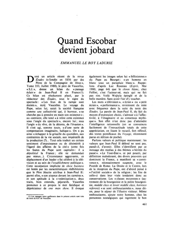 Quand Escobar devient jobard
 – page 1
