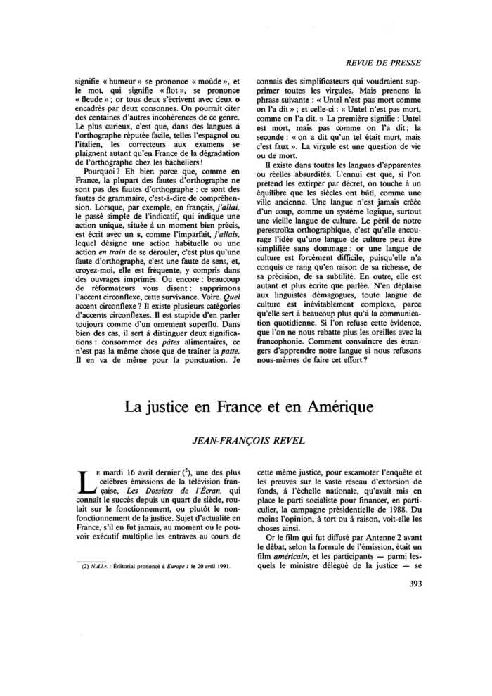 La justice en France et en Amérique
 – page 1