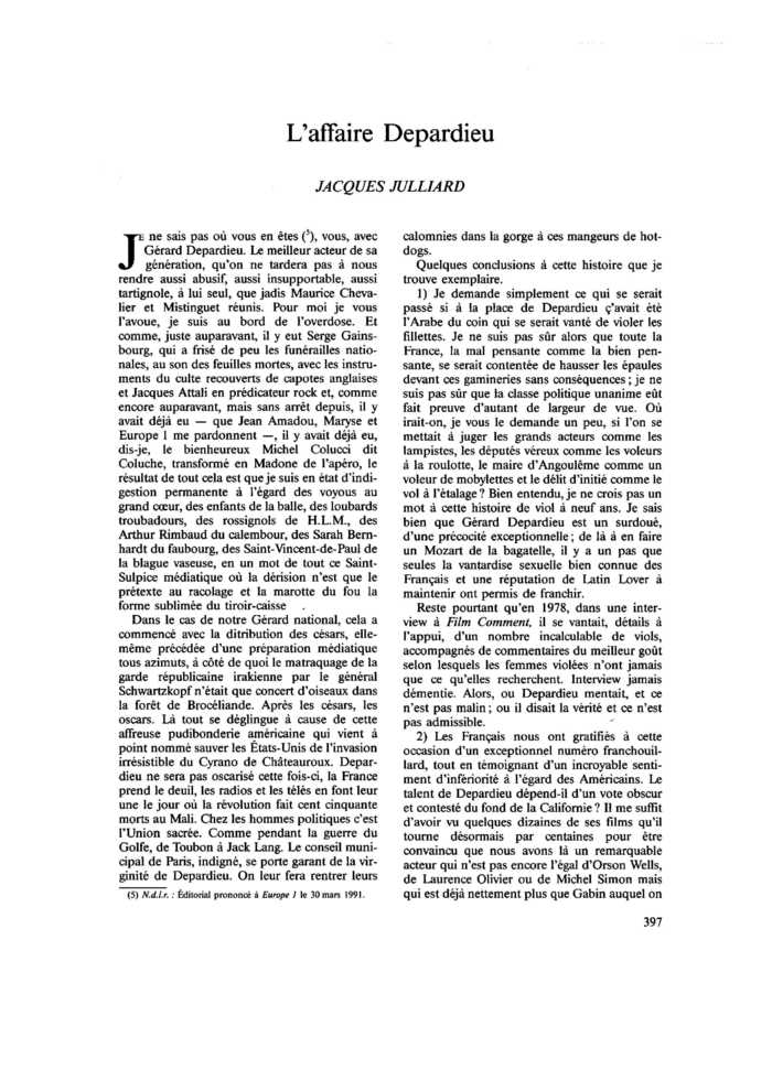 L’affaire Depardieu
 – page 1