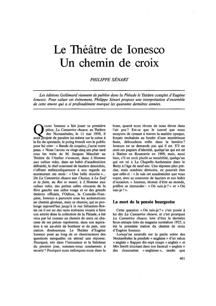 Le Théâtre de Ionesco
 – page 1