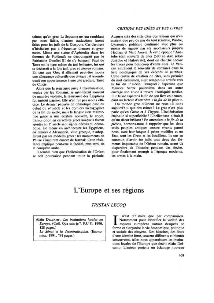 L’Europe et ses régions
 – page 1
