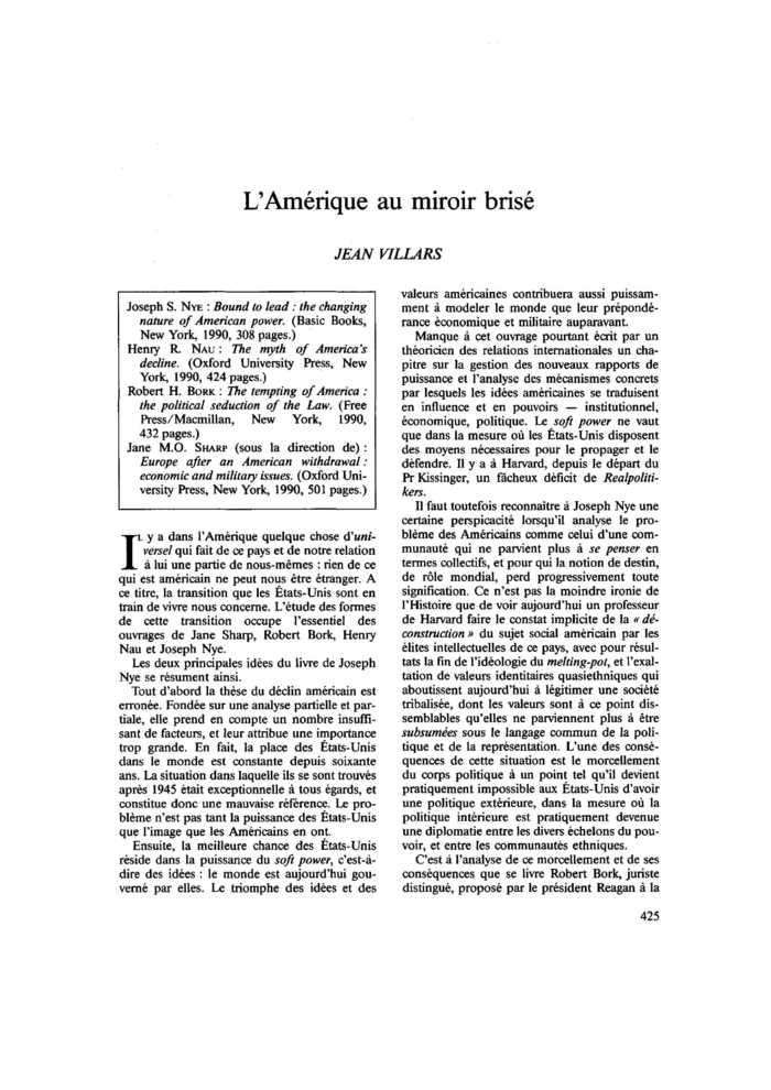 L’Amérique au miroir brisé
 – page 1