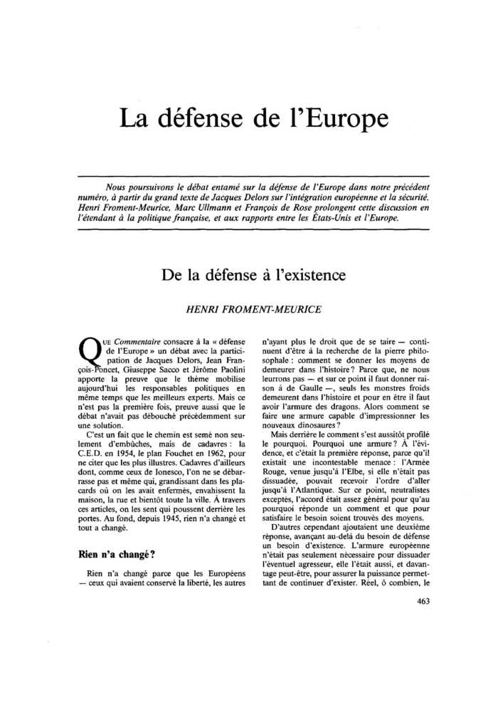 La défense de l’Europe. De la défense à l’existence
 – page 1