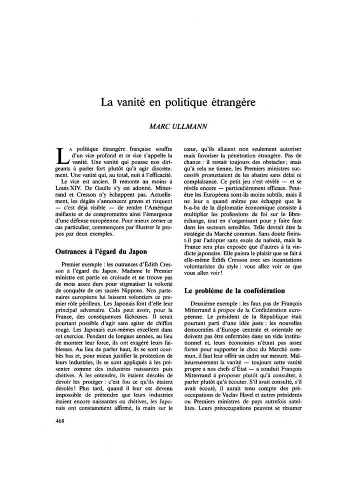 La vanité en politique étrangère
 – page 1