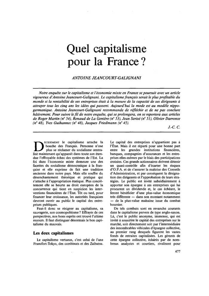 Quel capitalisme pour la France ?
 – page 1