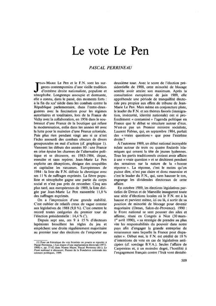 Le vote Le Pen
 – page 1